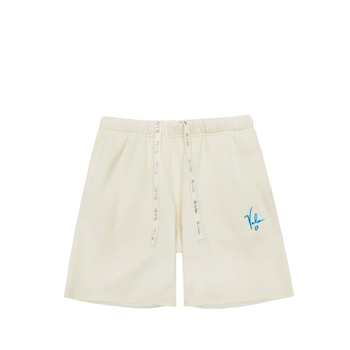 VALAS SHORTS | TAN / BLUE EMBROIDERY