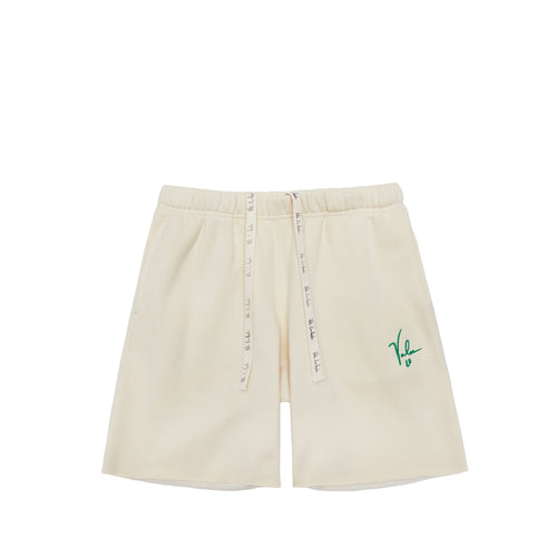 VALAS SHORTS | TAN / GREEN EMBROIDERY