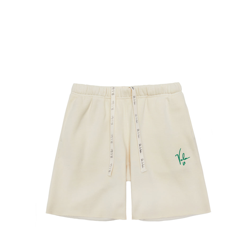 VALAS SHORTS | TAN / GREEN EMBROIDERY