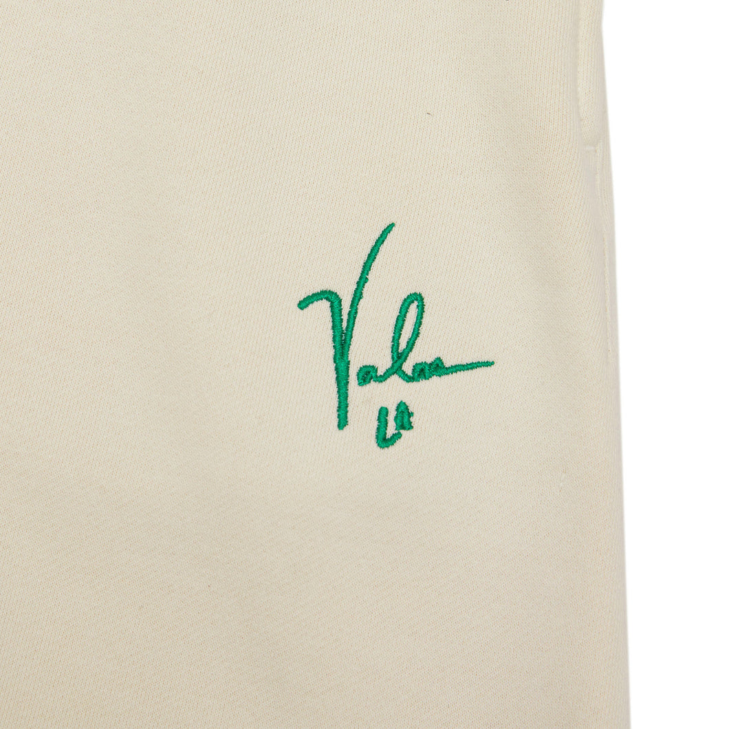 VALAS SHORTS | TAN / GREEN EMBROIDERY