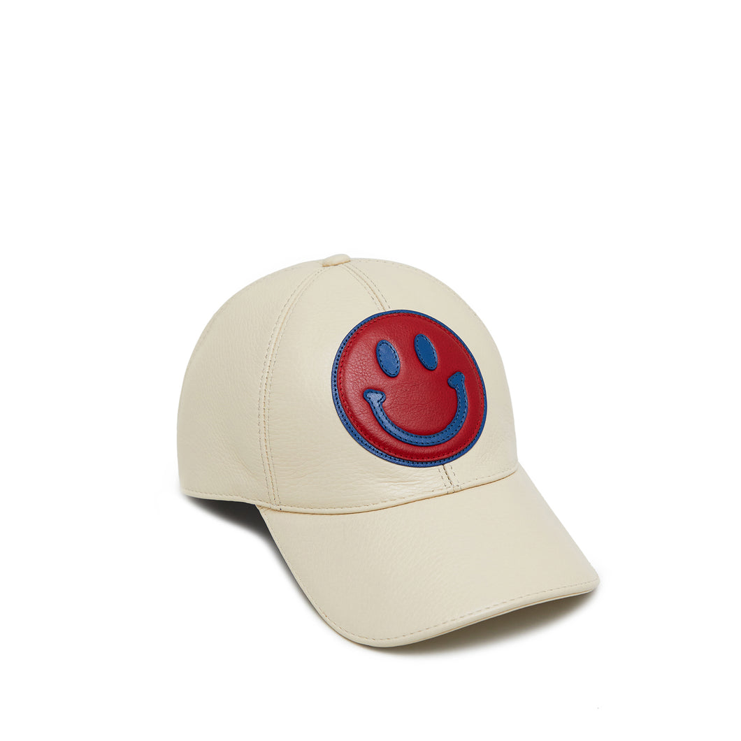 Smiley Face Leather Baseball Hat