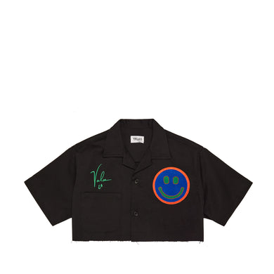 Cropped Smiley Face Bowler Shirt