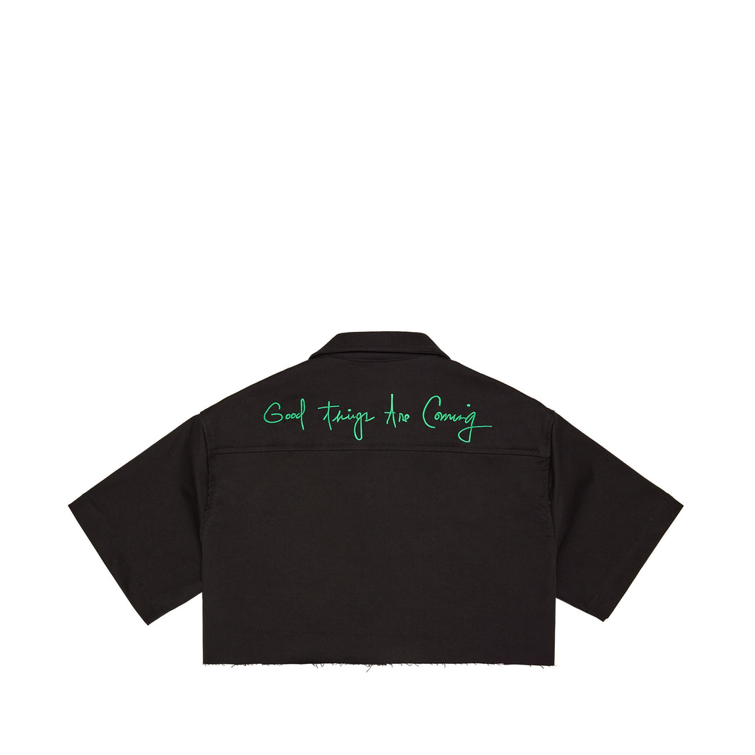 Cropped Smiley Face Bowler Shirt