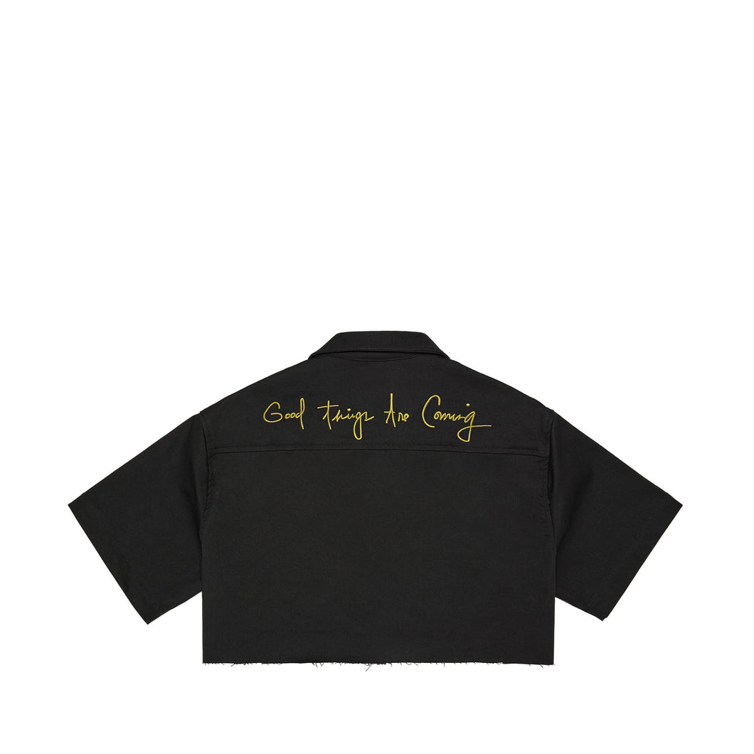 Cropped Varsity V Bowler Shirt