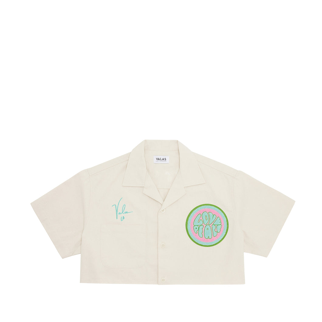 Cropped Love & Peace Bowler Shirt