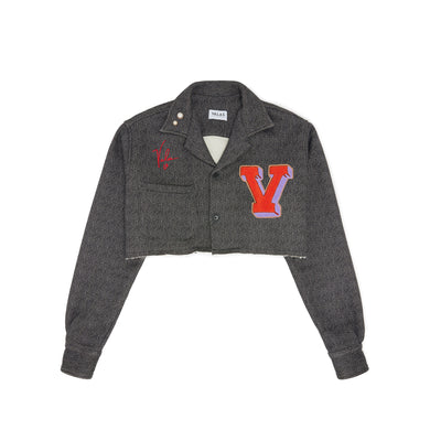Cropped Varsity V Bowler Shirt