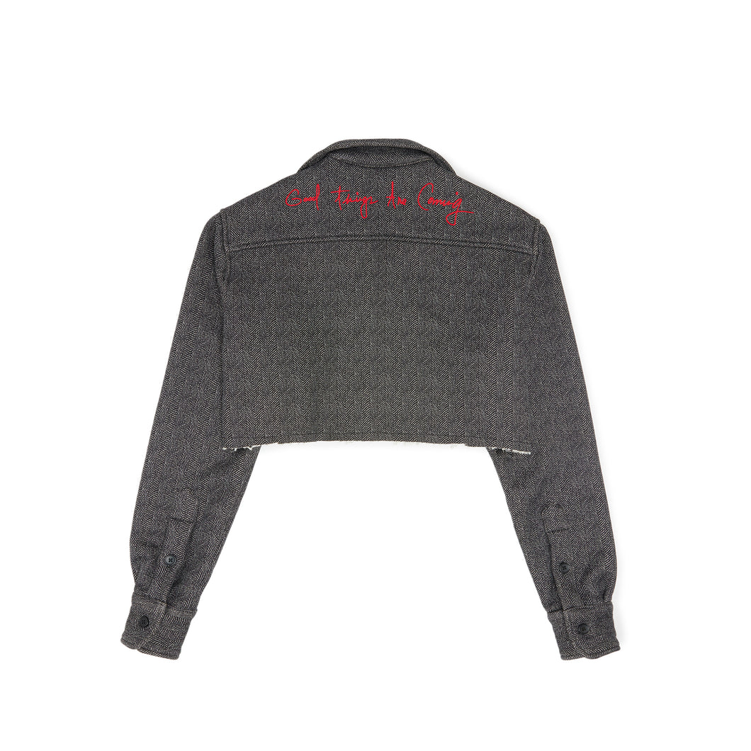 Cropped Varsity V Bowler Shirt