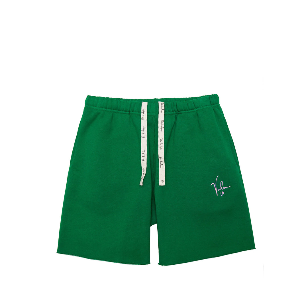 VALAS SHORTS | GREEN / PINK EMBROIDERY